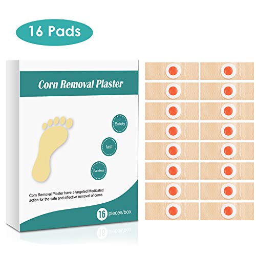 16 Pads Corn Wart Remover Pads, Plantar Wart Remover, Salicylic Acid Wart Removal Bandaids - Toe Corn and Callus Removal for Foot Caring