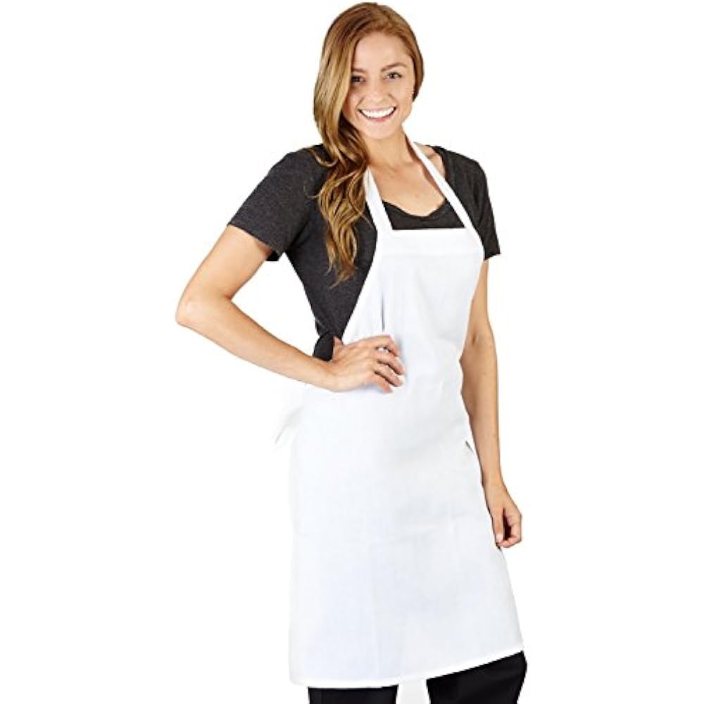 Professional White Bib Aprons Restaurant Set 2 Durable Adult Waitress