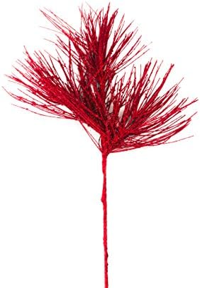 Queens of Christmas WL-PCKA25-SPRY-RE Decorative Spray Branch Pick with Glitter, 25", Red