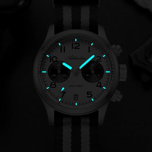 ADDIESDIVE 39 MM Chronograph Watch Panda Dial Quartz VK64 Movement Synthetic Sapphire Super Lume 100 M Mens Waterproof Watches Comfortable Nylon Strap