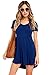 Women's Blue Casual Dresses Plain V-Neck Short Sleeve Loose Simple Tunic T-Shirt Dress
