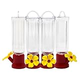 Gray Bunny GB-6846B Mini Hummingbird Feeders, Set of 4, Includes Hangi, Transparent