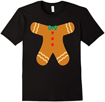 Mens Gingerbread Man Body T-Shirt Medium Black