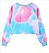 Ancia Girls Teens Womens Sweatshirt Pullover Tie Dye Print Crop Tops Crewneck(Tie Dye Pink 1)