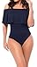 Women's One-Piece Sexy Bandage Ruffle Tops Bodysuits Gypsy Leotard Navy BLue L