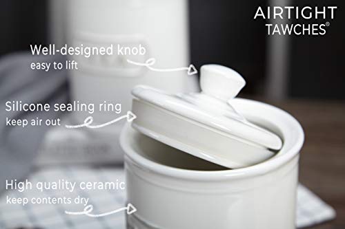 Canisters Sets for the Kitchen Airtight, White Kitchen Canisters set of 3 for Coffee Tea Sugar, Ceramic Canisters With Lids TAWCHES