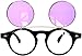 OWL Steampunk Retro Gothic Vintage Hippie Colored Metal Round Circle Frame Sunglasses Colored Lens (FlipUP_C3_Blk_Purple, PC Lens)