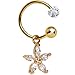 Body Candy Gold Anodized Steel Clear Dazzling Daisy Dangle Circular Barbell Belly Ring 16 Gauge