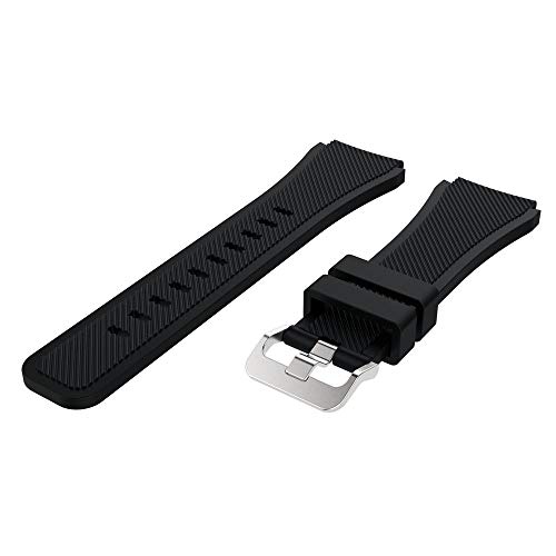 CSSD Soft Silica Gel Replacement Watch Strap Compatible for Samsung Galaxy Watch 46mm, Fashion Watch Accessories Solid Color Lightweight Bracelet Watch Strap Band for Women Men (46mm, Black)