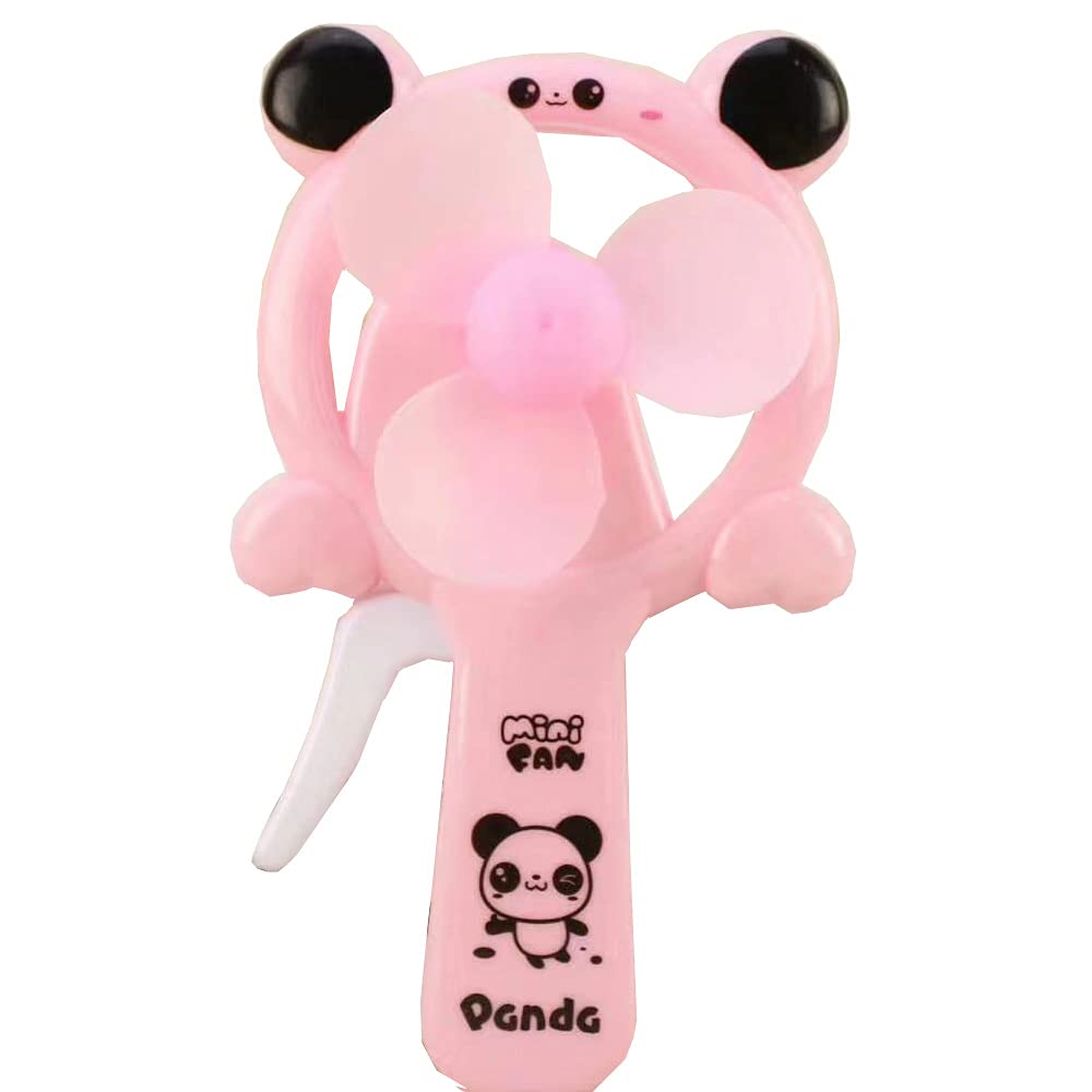 Photo 1 of Skystal, Mini Portable Pure Manual Panda Pattern Handheld Fan, Plastic Personal Student Fan, Kids Children Hand Press Manual Cooling Fan for Travel Office Room Household Indoor and Outdoor (Pink)