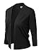 JJ Perfection Women's Basic 3/4 Sleeve Open Front Cropped Cardigan