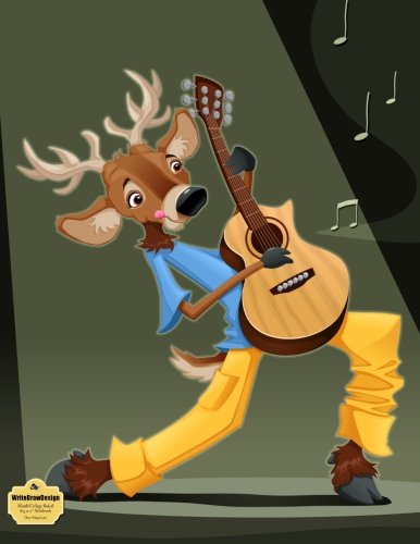WriteDrawDesign Blank/College Ruled 8.5 x 11" Notebook, Deer Musician (Music Collection) Paperback – March 7, 2014