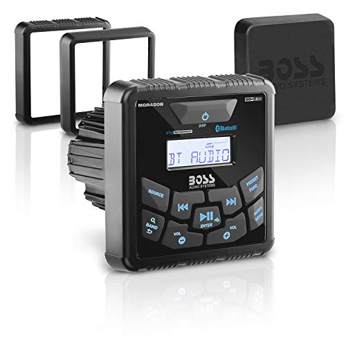 receptor de medidor marino boss audio systems mgr450b - bluetooth, reproductor de mp3 de medios digitales, sin reproductor de cd, puerto usb, radio am / fm, sintonizador de banda meteorológica noaa, resistente a la intemperie