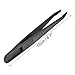uxcell 93305 Plastic Anti-static Tweezers, Precision Slant Tip for Jewelry Craft DIY Beauty Electronics Repair Tool Black 10 Pcs