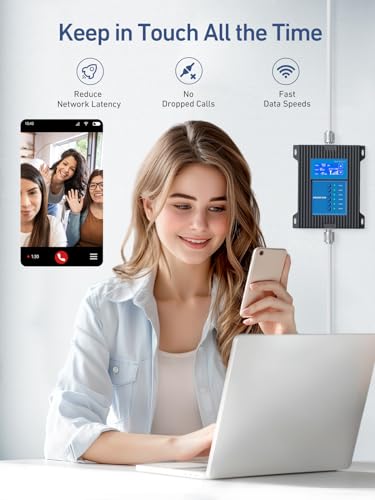 ORBOCOM Mobile Signal Repeater Band 1/3/7/8/20/28 Repeater 5G 4G 3G Adjustable Gain of Cell Signal Amplifier Supports All Operators, with High Definition LCD Screen