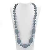 Consider It Maid Silicone Teething Necklace for Mom to Wear - FREE E-BOOK - BPA FREE and FDA Approved - One Love (Grey)