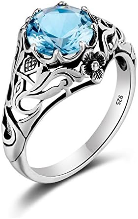 ULAKY Punk Vintage Jewelry Blue Crystal Ring For Women