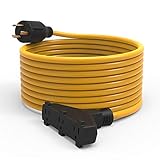 BougeRV Generator Extension Cord 25 Feet 30Amp 125Volt Generator Power 3750 Watts Extension Cord (Nema L5-30P to three 5-15R)