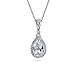 Bride AAA Cubic Zirconia Traditional Classic Bridal Large CZ Teardrop Solitaire Pendant Necklace For Wedding Women .925 Sterling Silver