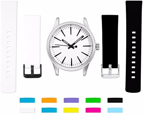 DWATCH Womens Mens Analog Quartz Wrist Watch Gel Jelly Rainbow Interchangeable DRC Rubber Band Set 45mm