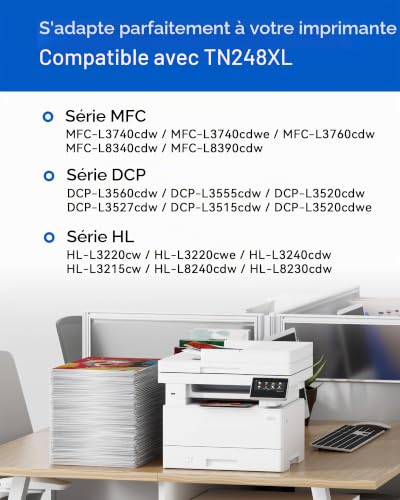 Pack of 5 TN248XL TN248 XL Toner Cartridges Compatible with Brother TN 248XL TN-248XL for DCP-L3560CDW MFC-L3760CDW MFC-L3740CDWE MFC-L8390CDW HL-L3240CDW HL-L3220CWE MFC-L8340CDW DCP-L35220CWE | TN 248XL Cartouches d'encre Toner Compatibles pour Brother MFC-L3760CDW DCP-L3560CDW DCP-L3520CDWE DCP-L3520CDW MFC-L8390CDW