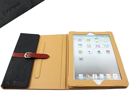 SANOXY Folio Stand PU Leather Case Cover with Auto Sleep/Wake Feature with Buckle Belt (Black)