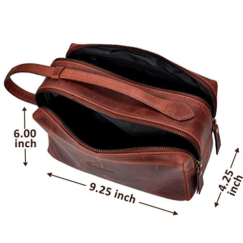 Leather toiletry bag for men - toiletry bag for women leather toiletry bag travel dopp kit Leather dopp men Shaving Kit (Brown Crazy Horse) - Thumbnail 4