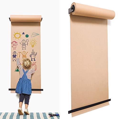[UPGRADE] Kraft Paper Roll Display - Note Roll Wall Board, Wall Mounted Kraft Paper Roll Holder/Dispenser with Cutter Bar Included 12 Inch Kraft Paper roll for List, Menus, painting, desgin (Black) - Thumbnail 7