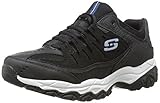 Skechers Sport Men's Afterburn Memory Foam Lace-Up Sneaker, Black/Royal, 8.5 4E US