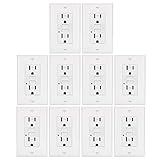 10 Pack - ELECTECK 15A/125V Tamper Resistant GFCI Outlets, Decor Receptacles with LED Indicator, Decorator Wall Plate and Screws Included, Residential and Commercial Grade, ETL Certified, White