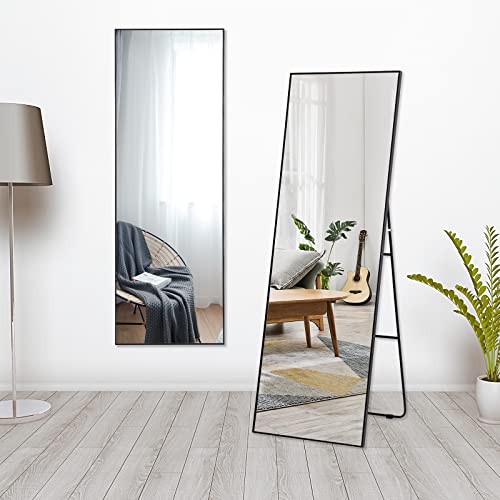 ZHUNFA 63"x20" Full Length Mirror, Full Body Mirror, Black Floor Mirror