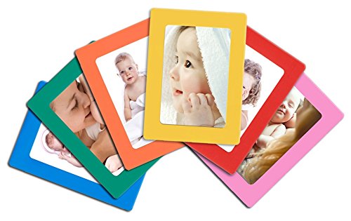 Lubber 12-pack Magnetic Picture Frames for Refrigerator 2.5x3.5 inch Wallet size colorful photo note schedule holder