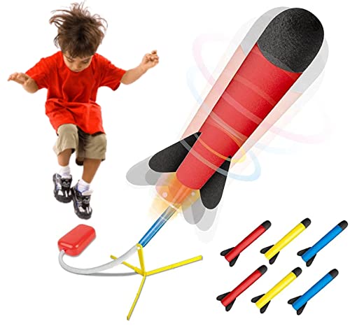 Play22 Toy Rocket Launcher for Kids - Shoots Up to 100+ Feet - Stomp Launch Rocket Includes 6 Foam Rockets, 3 Colors - Best Birthday Gift for Boys and Girls - Fun Outdoor Toys for Kids Age 3+ Years