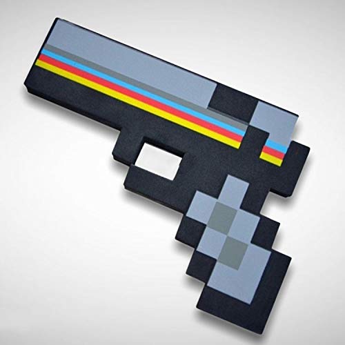 PIXEL Themed Pocket Money Gifts & Stocking Fillers - Swords, Pickaxe, Sunglasses, Wristbands, keyrings (EVA FOAM PISTOL)