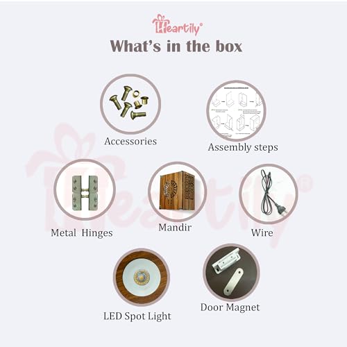 Heartily® Namah Beautiful Wooden Pooja Mandir with Door Temple for Home with Door Mandir for Home with LED Spot Light Product (18 Inch Height)