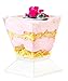 Oasis Creations Square Mini Dessert Cup - 3.5 ounce - 50 Count - Lids & Spoons Included - Clear Plastic - Appetizer Cup - Parfait Cup - Dessert Cup -Disposable or Reusable (50 Pack)