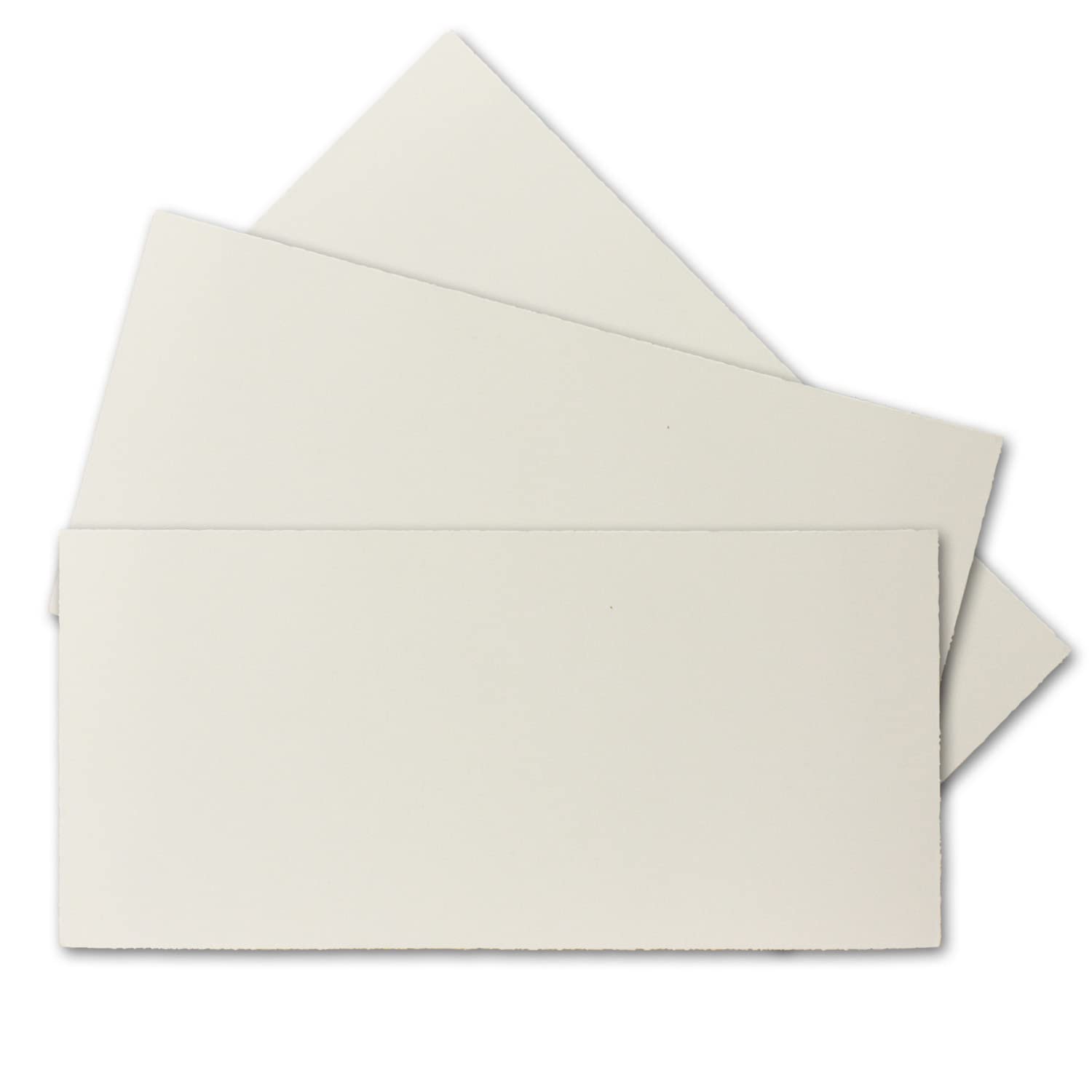 NEUSER PAPIER 50 Pieces DIN Long Vintage Cards, Handmade Craft Paper, 100 x 210 mm, Natural White semi-matt Without fold Vellum Surface Cards