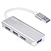 USB 3.0 Hub RSHTECH Aluminum 4 Port Ultra Slim USB 3.0 Data Hub Splitter Portable USB Port Expander for Laptop and PC (Silver)