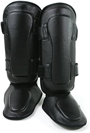 Mixed Martial Arts Leather Shin Instep Pad , Muay Thai Leg Guards