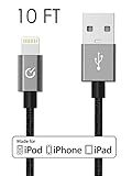 Volts 10ft Lightning Cable to USB [Apple MFi Certified] Charger w/ Ultra Compact Connector Head for Apple iPhone 6 / 6s / 6 plus, iPod, iPad & more (3 meter - Space Gray)