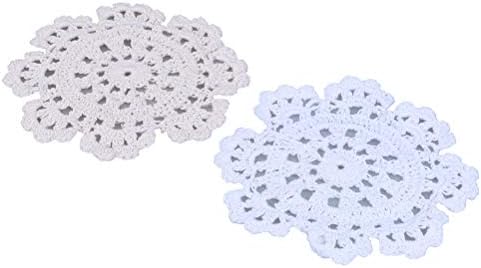 CHENLIGHT Coasters Set,Round Cotton Mat,Lace Table Place Mat Pad,Hand Crochet Lace Flower Glass Cup Coffee Mug Holder for Dining Kitchen
