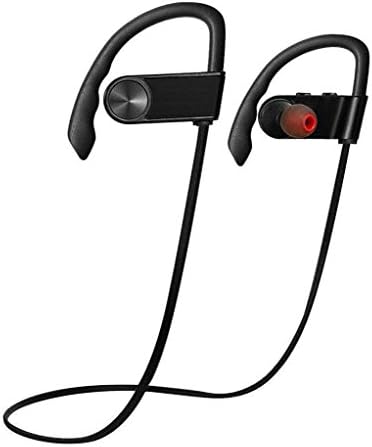 Wireless Bluetooth Headset, Lightweight, Sweatproof, Noise Cancelling, Compatible with iPhone, Samsung, LG (Black)