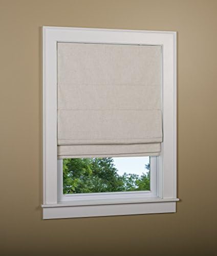 Linen Blend Fabric Blackout Cordless Roman Shade, Size 31" W x 63" L - Color: Linen - Room Darkening Thermal Backed Insulated Shade