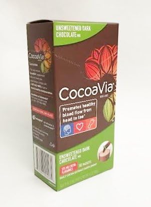 CocoaVia Unsweetened Dark Chocolate Daily Cocoa Extract Supplement (1 Box - 10 Packets)