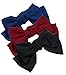 3-Pack Fashion Double-Deck Chiffon Large Solid Color Bowknot Hair Clip Women Girls Headband Hair Bow Accessories (Black Burgundy and Navy Blue)