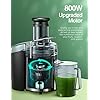 Juicer Machines AICOK 800W Juicer Extractor Quick Juicing for Whole Fruit and Vegetable Easy to Clean, and 75MM Large Feed Chute, Dual Speed Setting and Non-Slip Feet, Silver