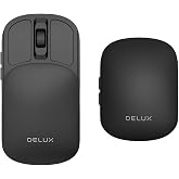 DELUX Wireless Bluetooth Pocket Mouse, 2-in-1 Sliding Mouse (MF20-Black) | Foldable and Slim Mouse, Quiet Clicks, Dual Mode 2.4Ghz&amp;BT5.2, Up to 4000DPI, Rechargeable Battery, for Windows/MacOS/Android