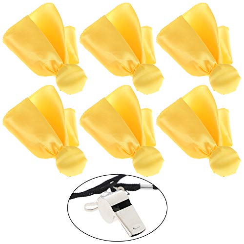 Xgood 6 Pieces Penalty Flag Football Tossing Flag Yellow Penalty Sports Fan Set Tossing Flag Referee Penalty Flag Accessory with 1 Piece Referee Whistle for Sports Games Competitions