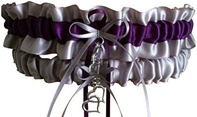 Silver and Plum Purple Wedding Garter Set, Prom Garter Set, Bridal Gift, Bride To Be Garter, Bridal Shower Gift (Regular)