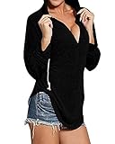 BBYES Womens Long Sleeve Sexy V Neck Drawstring Sweatshirt Hoodies Pullover Tops